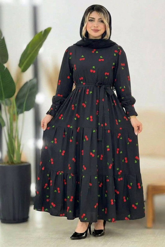 پیراهن گیلاسی یقه چین