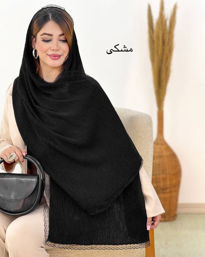 شال پلیسه لبه توری